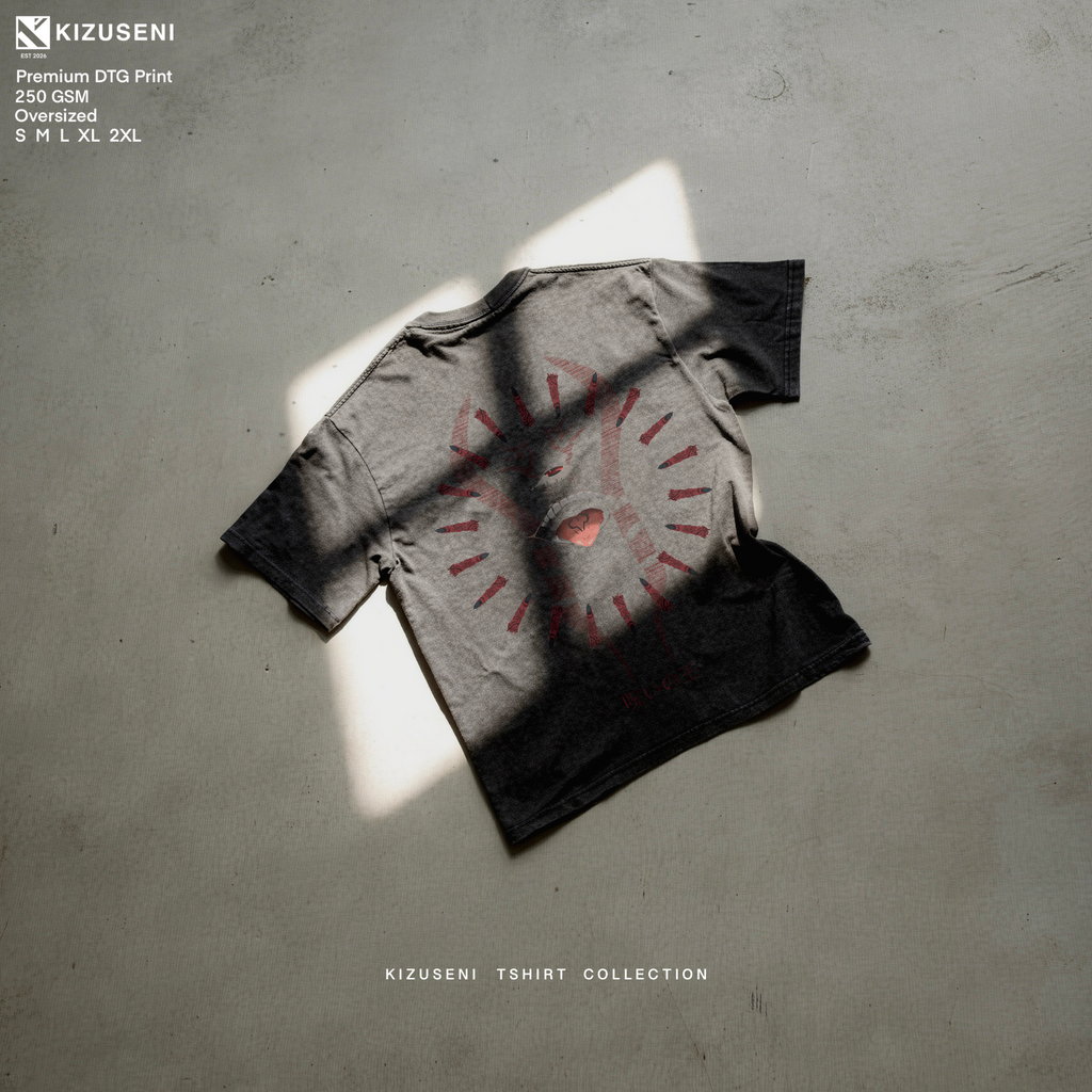 KIZUSENI SUKUNA BLACK WASHED TSHIRT