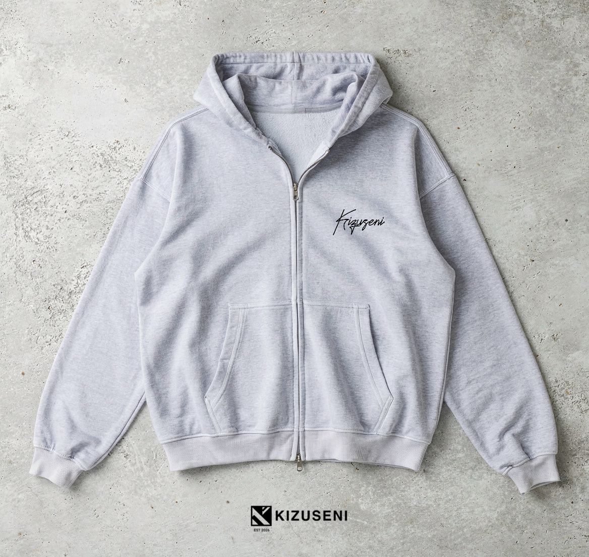 KIZUSENI MIST FLOWER GREY ZIP