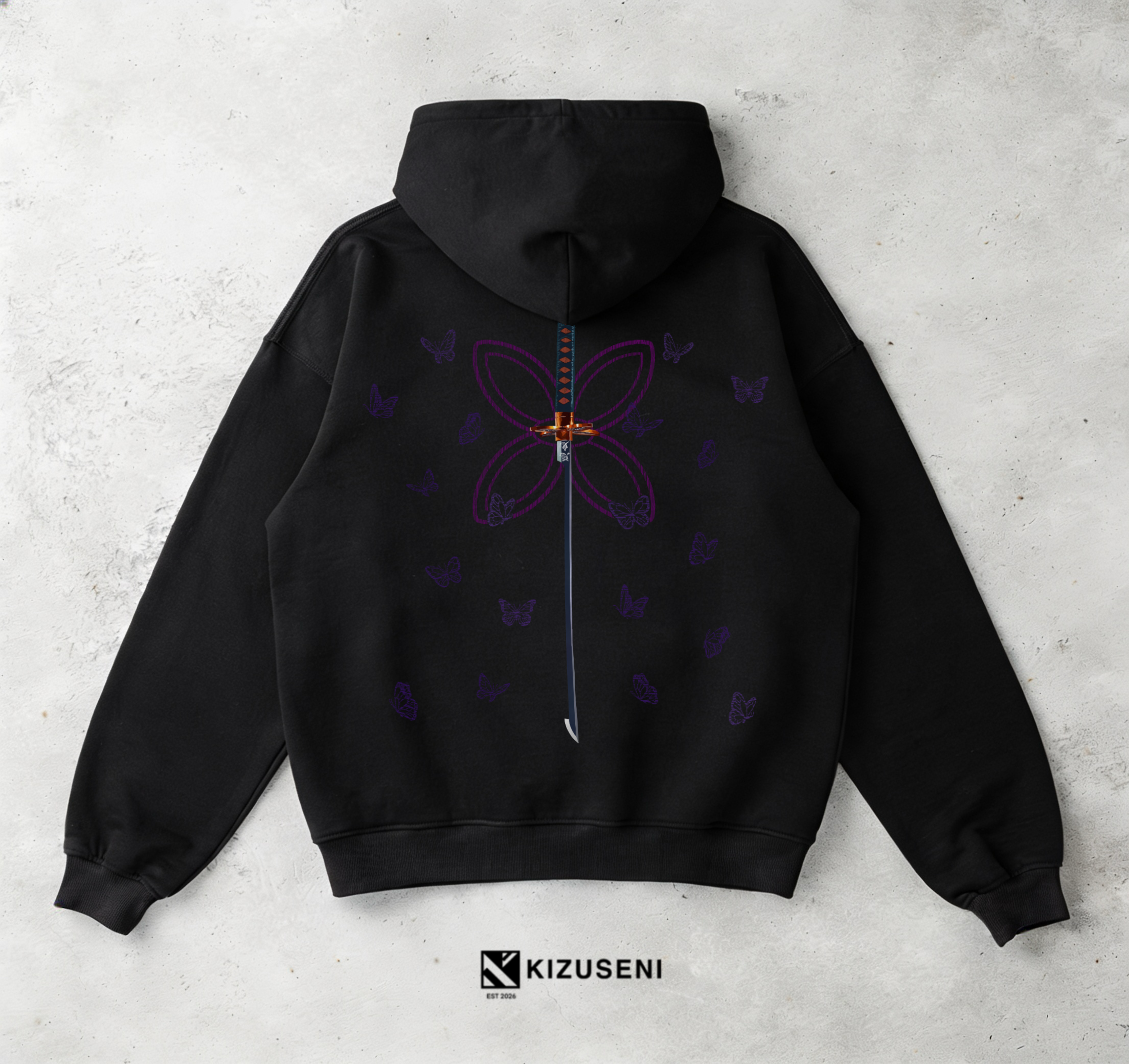 KIZUSENI BUTTERFLY BLACK ZIP